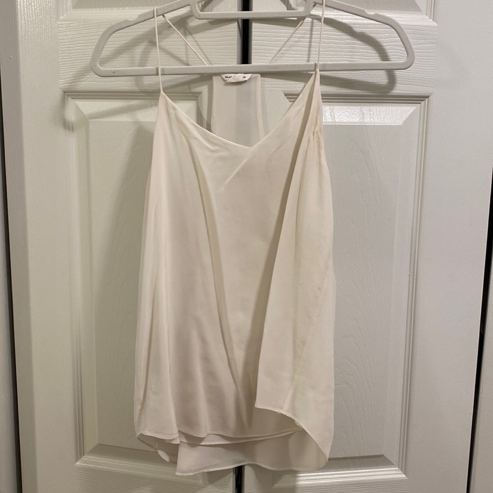 Club Monaco ivory silk “Brett” racer back tank